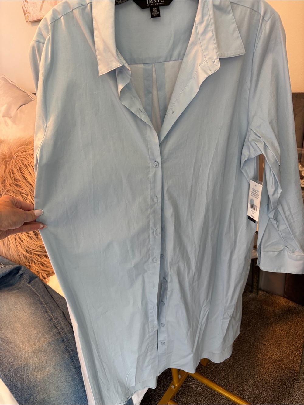 Isaac Mizrahi Light Blue Long-Sleeve Shirt Dress